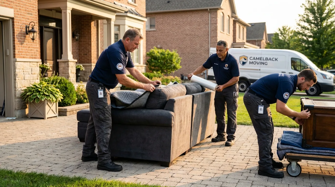 Large estate moving crew wrapping furniture in Milaca, MN